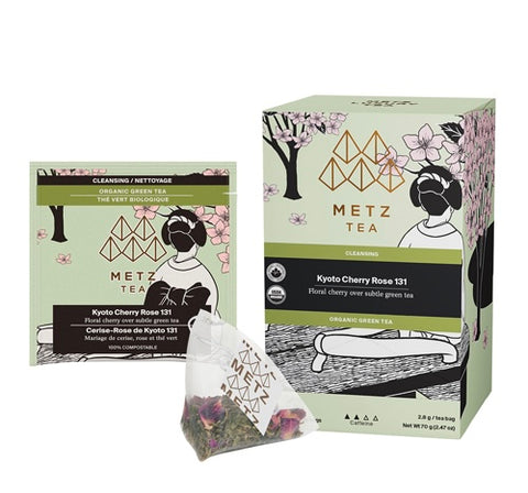 Metz Kyoto Cerise Rose sachets de thé vert biologique - organic teabags Kyoto Cherry Rose green tea
